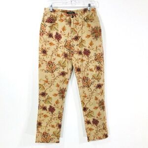 Lauren Ralph Lauren Vintage Cotton Stretch Jeans Beige Paisley Print 5 Pocket 8